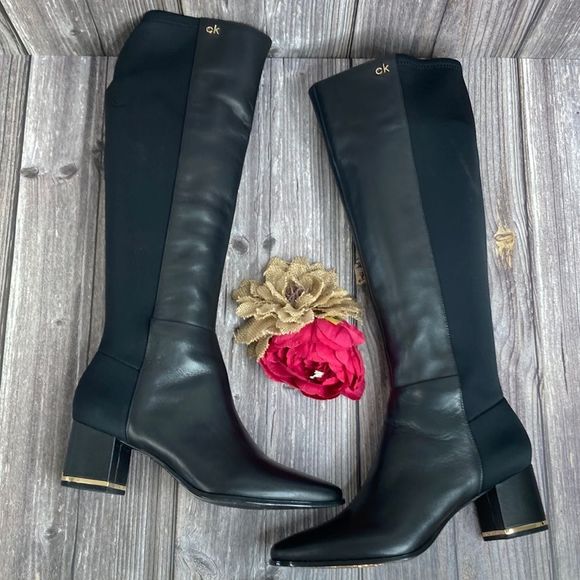 Calvin Klein Shoes Calvinklein Freeda Almond Toe Kneehigh Boots